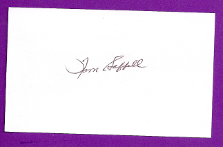 Tom Saffell Auto 3x5 index card Autograph Played 1949-55 Pittsburgh Pirates, Kansas City Athletics (NC85)