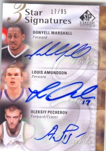 2009-10 SP Signature Edition 3 Star Signatures #3SMPA Louis Amundson/Oleksiy Pecherov/Donyell Marshall/95