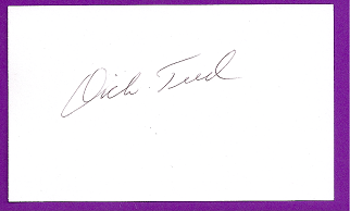 Dick Teed Auto 3x5 index card Autograph Played 1953 Brooklyn Dodgers (NC115)