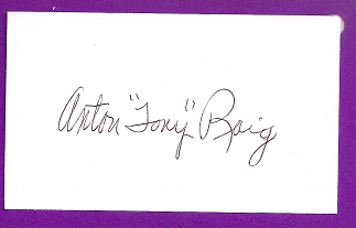 Tony Roig Auto 3x5 index card Autograph Played 1953-56 Washington Senators (NC91)