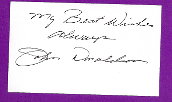 John Donaldson Auto 3x5 index card Autograph Played 1966-74 Kansas City A's, Oakland Athletics, Seattle Pilots (NC112)