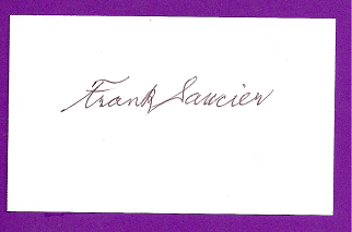 Frank Saucier Auto 3x5 index card Autograph Played 1951 St. Louis Browns (NC90)
