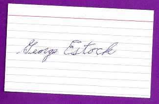 George Estock Auto 3x5 index card Autograph Played 1951 Boston Braves (NC94)