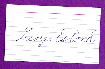 George Estock Auto 3x5 index card Autograph Played 1951 Boston Braves (NC95)