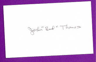 John Bud Thomas Auto 3x5 index card Autograph Played 1951 St. Louis Browns (NC100)