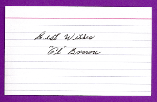 Alton Brown Auto 3x5 index card Autograph Played 1951  Washington Senators (NC107)