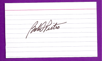 Bob DiPietro Auto 3x5 index card Autograph Played 1951 Boston Red Sox (NC108)