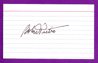 Bob DiPietro Auto 3x5 index card Autograph Played 1951 Boston Red Sox (NC110)