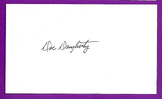 Doc Daugherty Auto 3x5 index card Autograph Played 1951 Detroit Tigers (NC125)