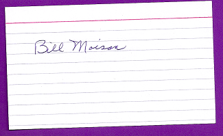 Bill Moisan Auto 3x5 index card Autograph Played 1953 Chicago Cubs (NC141)