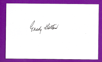 Grady Hatton Auto 3x5 index card Autograph Played 1946-60 Cincinnati Reds, Chicago White Sox, Boston Red Sox, St. Louis Cardinals, Baltimore Orioles (NC154)