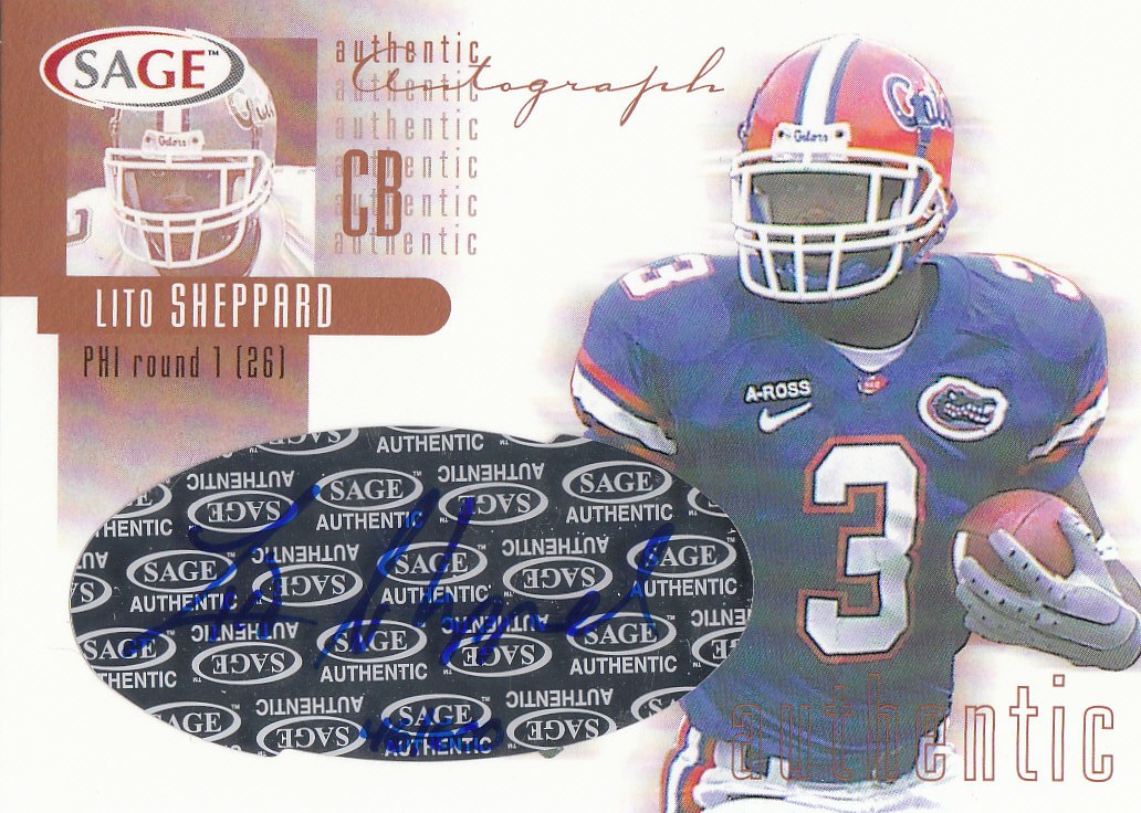 2002 SAGE Autographs Bronze #A36 Lito Sheppard/600