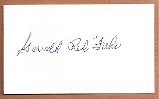 Gerald Red Fahr Auto 3x5 index card Autograph Played 1951 Cleveland Indians (NC177)