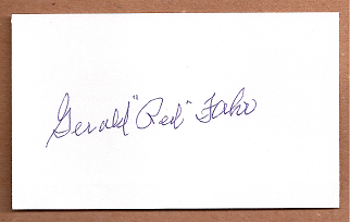 Gerald Red Fahr Auto 3x5 index card Autograph Played 1951 Cleveland Indians (NC176)