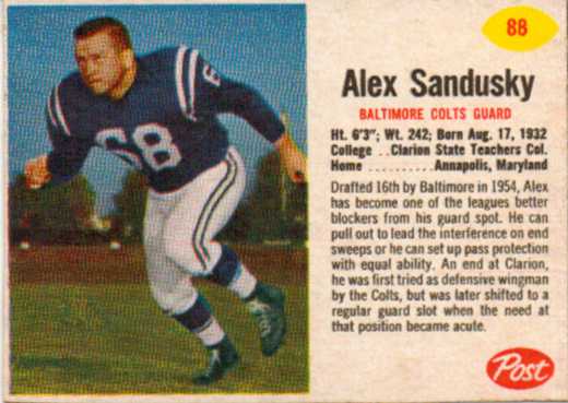 1962 Post Cereal #88 Alex Sandusky