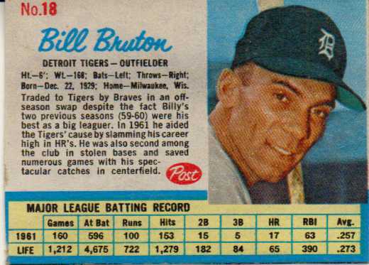 1962 Post #18 Bill Bruton