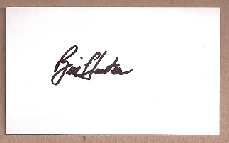 Billy Hunter Auto 3x5 index card Autograph Played 1953-58 St. Louis Browns, Baltimore Orioles, New York Yankees, Kansas City Athletics, Cleveland Indians (NC189)
