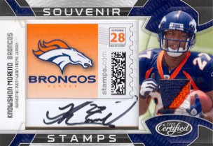 2009 Certified Souvenir Stamps Material Autographs Pro Team Logos Prime #23 Knowshon Moreno/10