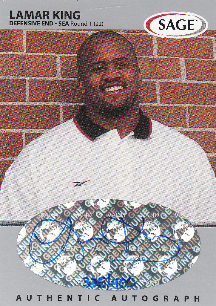 1999 SAGE Autographs Silver #A28 Lamar King/400