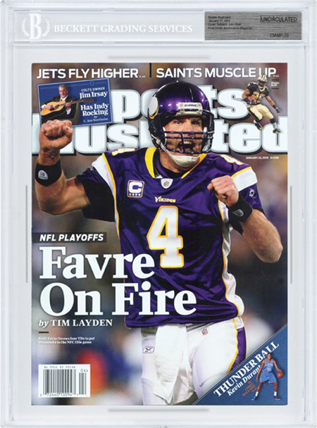 SPORTS ILLUSTRATED BGS SI Uncirculated BRETT FAVRE VIKINGS 1/25/2010