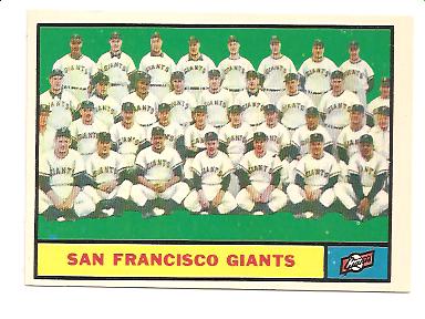 1961 Topps #167 San Francisco Giants TC