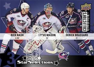 2009-10 Collector's Choice #209 Derick Brassard/Steve Mason/Rick Nash