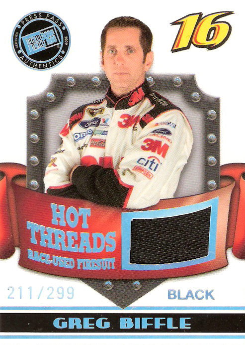 2009 Press Pass Premium Hot Threads #HT-GB Greg Biffle Black/299