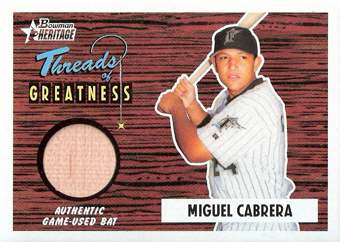 2004 Bowman Heritage Threads of Greatness #MC Miguel Cabrera Bat D