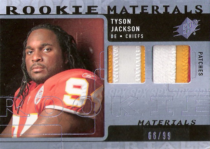 2009 SPx Rookie Materials Dual Swatch Patch #RMTJ Tyson Jackson