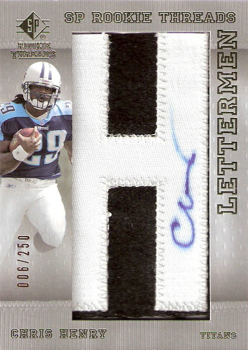 2007 SP Rookie Threads Rookie Lettermen Black #126 Chris Henry RB AU