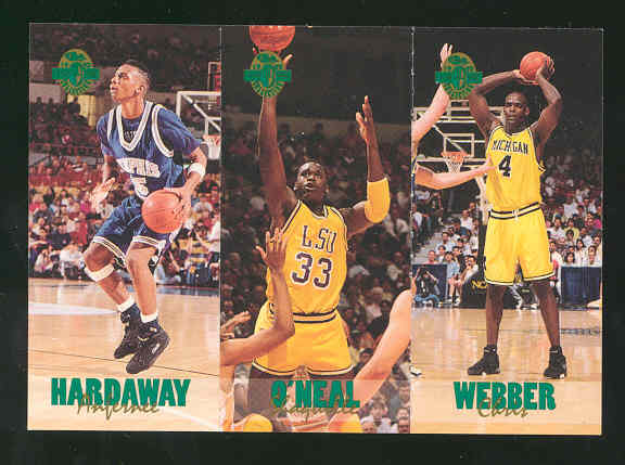 1993 Classic Four Sport Tri-Cards #TC1 Hard/6 Shaq/11 Webb