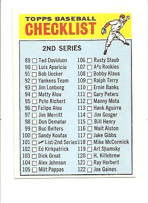 1966 Topps #101B Checklist 2 COR (115 is Bill Henry)