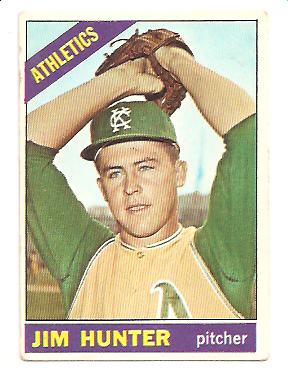 1966 Topps #36 Jim Hunter DP/UER Stats say 1963 and 1964/should be 1964 and 1965