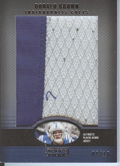 2009 Topps Unique Jumbo Relic Patch #DB2 Donald Brown/10