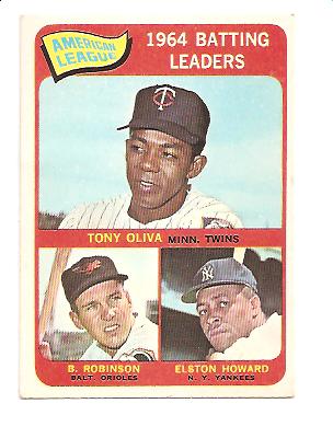 1965 Topps #1 AL Batting Leaders/Tony Oliva/Elston Howard/Brooks Robinson