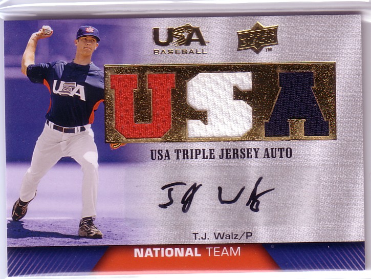 2009-10 USA Baseball National Team Jersey Autographs Blue #TW T.J. Walz