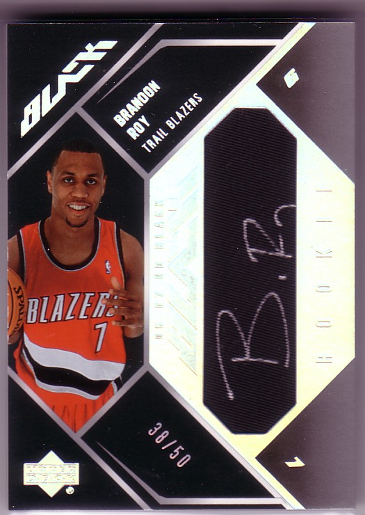 2006-07 UD Black Autographs Rookie Materials #BR Brandon Roy