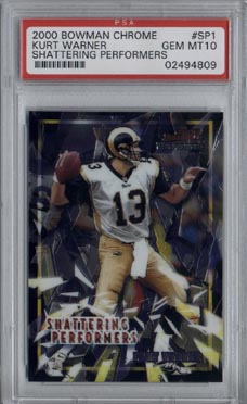 2000 Bowman Chrome Football #SP1 Kurt Warner Shattering Performers PSA Gem Mint 10 
