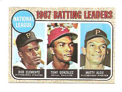 1968 Topps #1 NL Batting Leaders/Roberto Clemente/Tony Gonzalez/Matty Alou