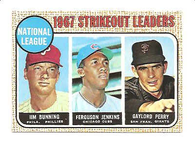 1968 Topps #11 NL Strikeout Leaders/Jim Bunning/Ferguson Jenkins/Gaylord Perry