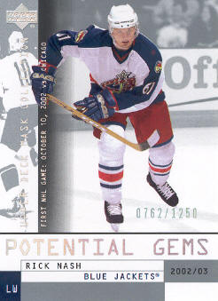 2002-03 UD Mask Collection #178 Rick Nash RC
