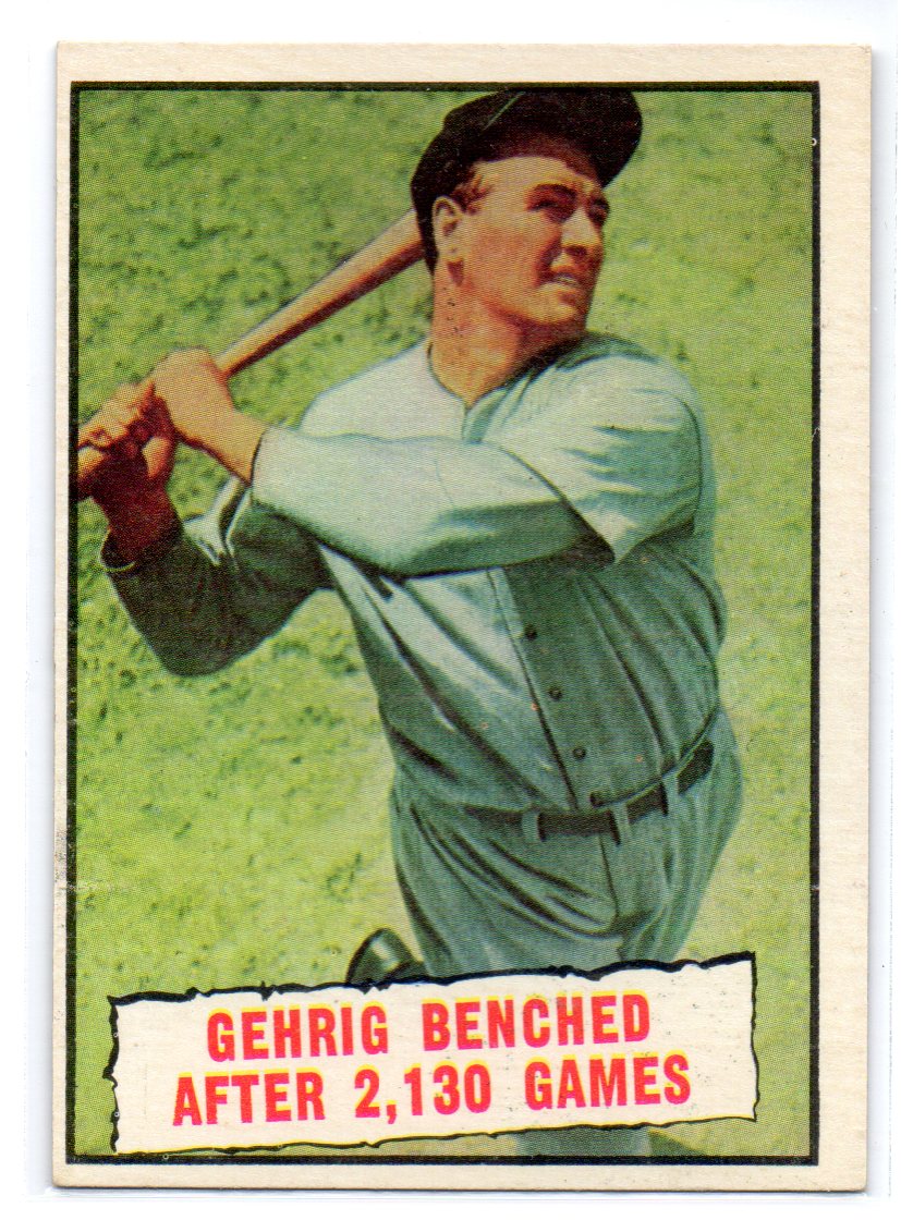 1961 Topps #405 Lou Gehrig Streak