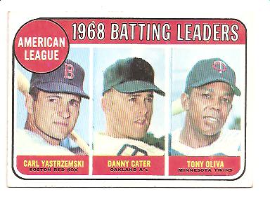 1969 Topps #1 AL Batting Leaders/Carl Yastrzemski/Danny Cater/Tony Oliva