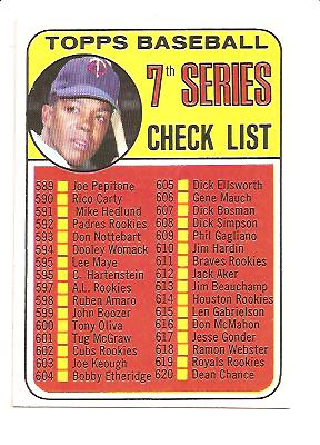 1969 Topps #582B Checklist 7 Tony Oliva Red Circle on Back