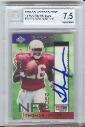 2000 Collector's Edge T3 Rookie Ink Blue #TJ Thomas Jones/40