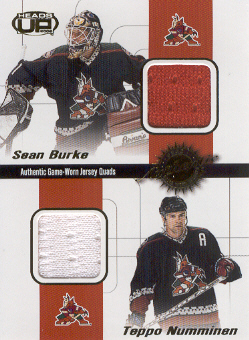 2001-02 Pacific Heads Up Quad Jerseys #26 Sean Burke/Teppo Numminen/Radoslav Suchy/Jyrki Lumme