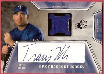 2001 SPx #145 Travis Hafner JSY AU RC