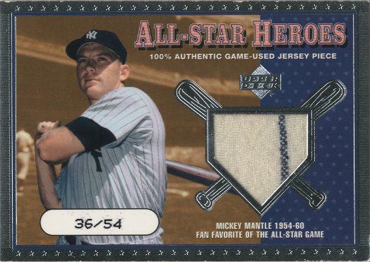 2001 Upper Deck All-Star Heroes Memorabilia #ASHMM M.Mantle Jsy/54