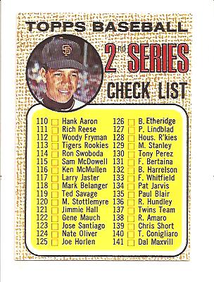 1968 Topps #107A Checklist 2 Juan Marichal (Tan Wide Mesh)