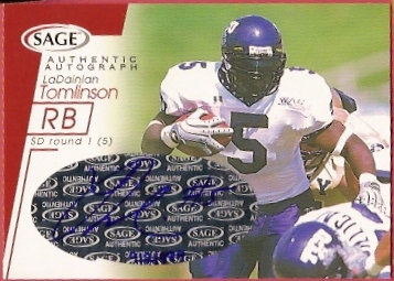 2001 SAGE Autographs Red #A44 LaDainian Tomlinson